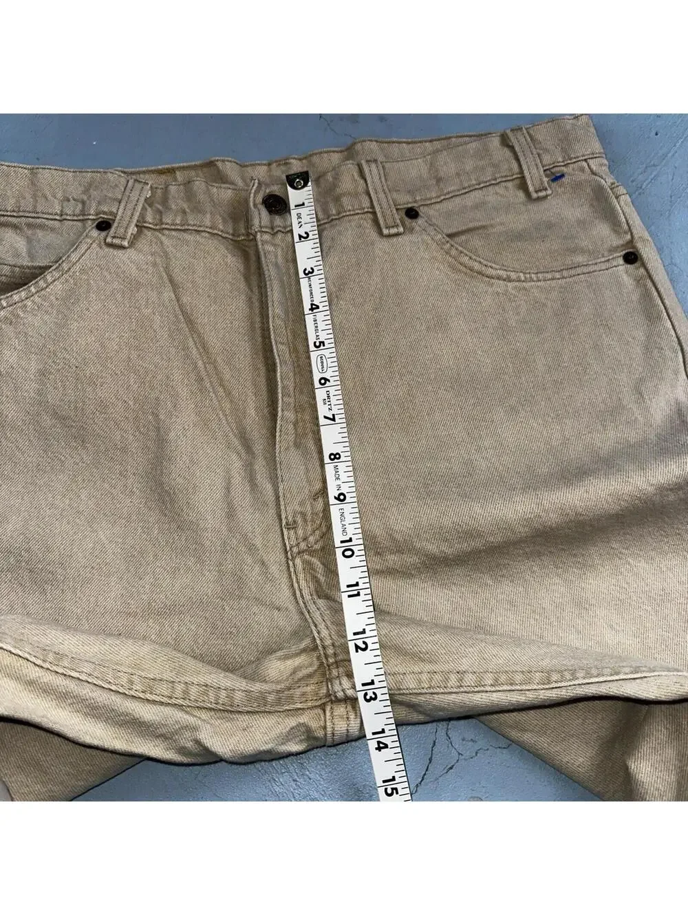 Levis 550 Vintage 90s USA Orange Tab Relaxed Tapered Leg Beige Tan Jeans 38x30